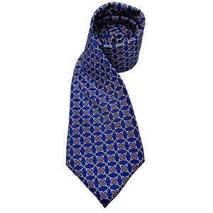 CHRISTIAN DIOR Men's Diamond Patterned Blue & Red Silk Neck Tie